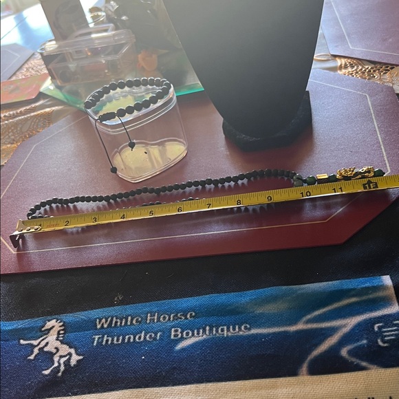 Handmade Black Natural Stone/Green Gold Dragon “22” in Necklace / Bracelet Set. - Picture 4 of 6